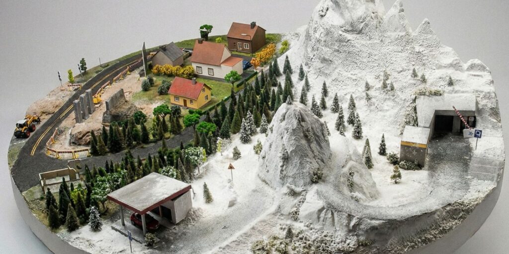 Diorama do reklamy samochodowej – makieta architektoniczna i krajobrazowa wykonana na zamówienie